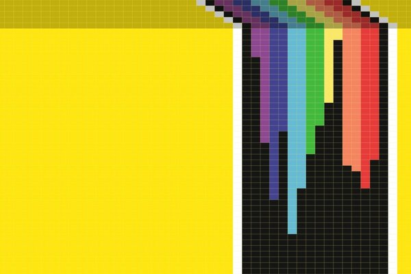 Bright tetris on a yellow-black background