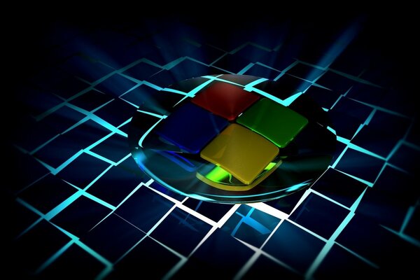 Крутая реклам Windows в неоновой фрагментированной подсветке