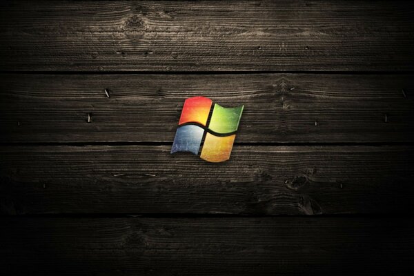 Windows window theme on wooden background