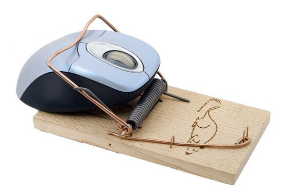 Une souris d ordinateur d Azur qui est tombée dans une souricière