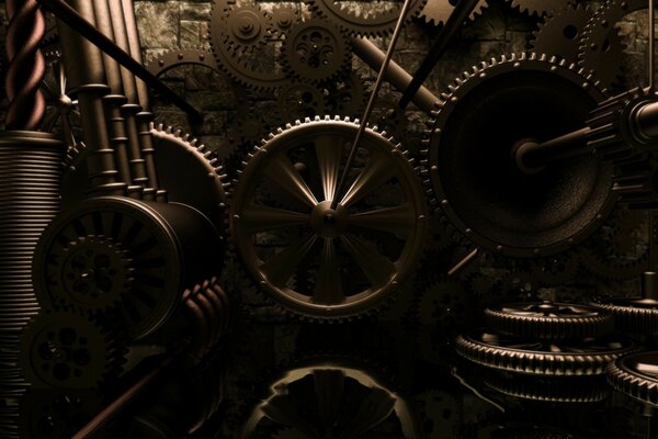 Wheels and gears. Machine mechanism