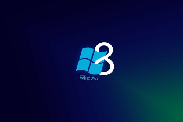 Emblema azul de windows 8 sobre fondo oscuro