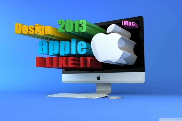 Concept design imac 3d su sfondo blu