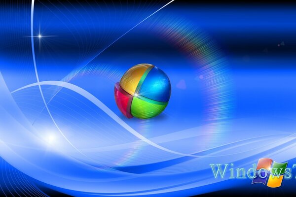 Windows 7 working screensaver on a blue background