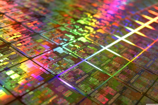 Chip e matrici di computer multicolori