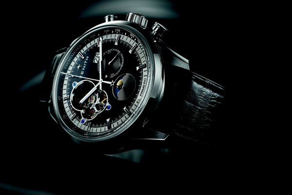 Stylish el primero watch on a black background