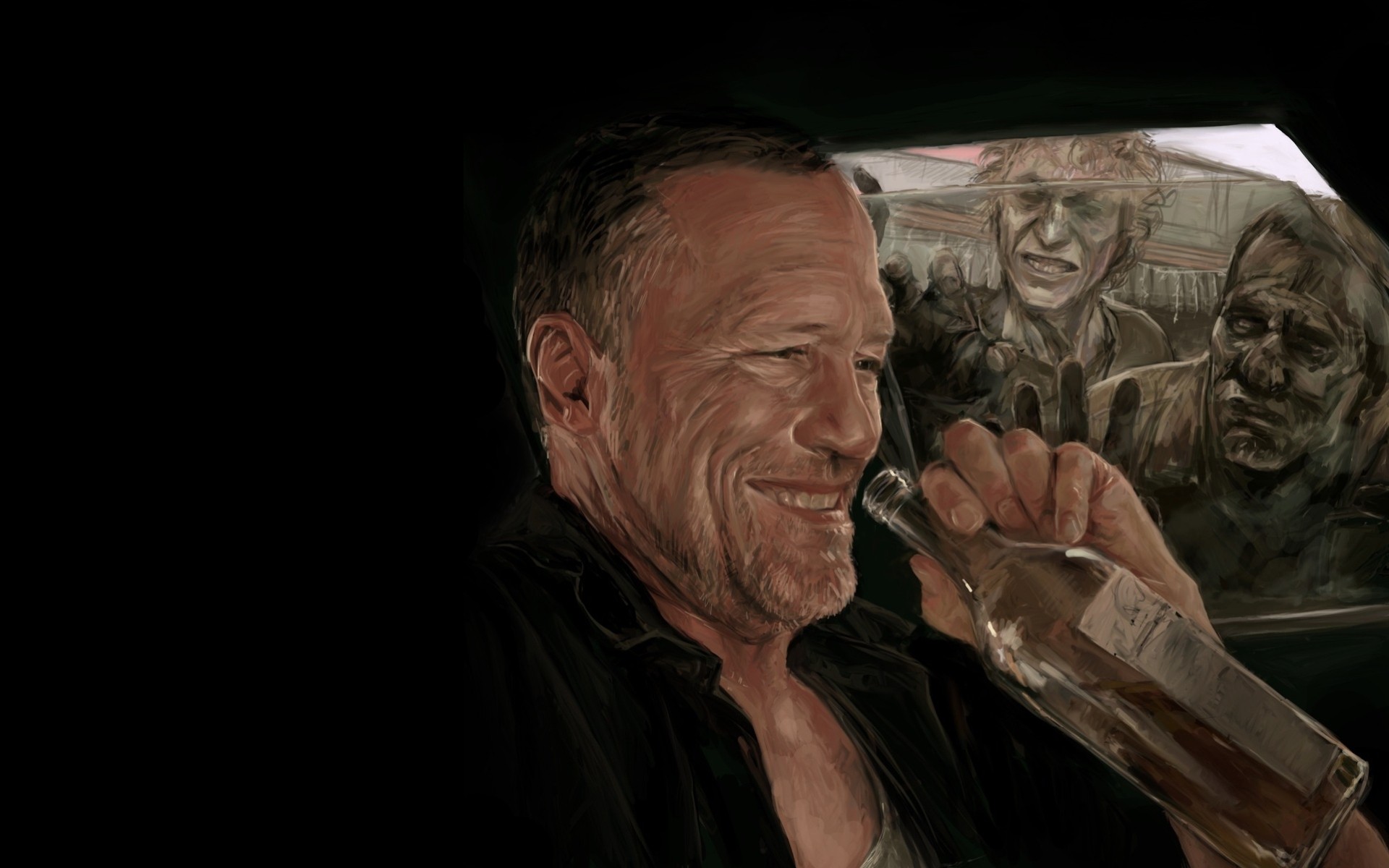 seria sztuka zombie merle dixon upijanie się serial the walking dead