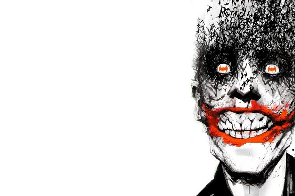 Image du joker avec une chauve-souris dans les yeux