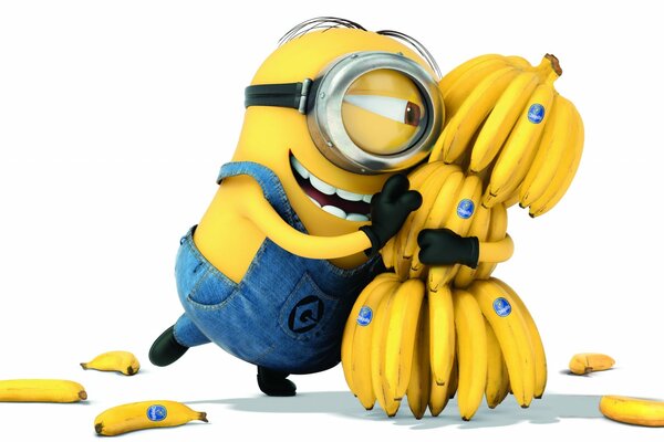 Minion with bananas from the cartoon Despicable and Me 2 .