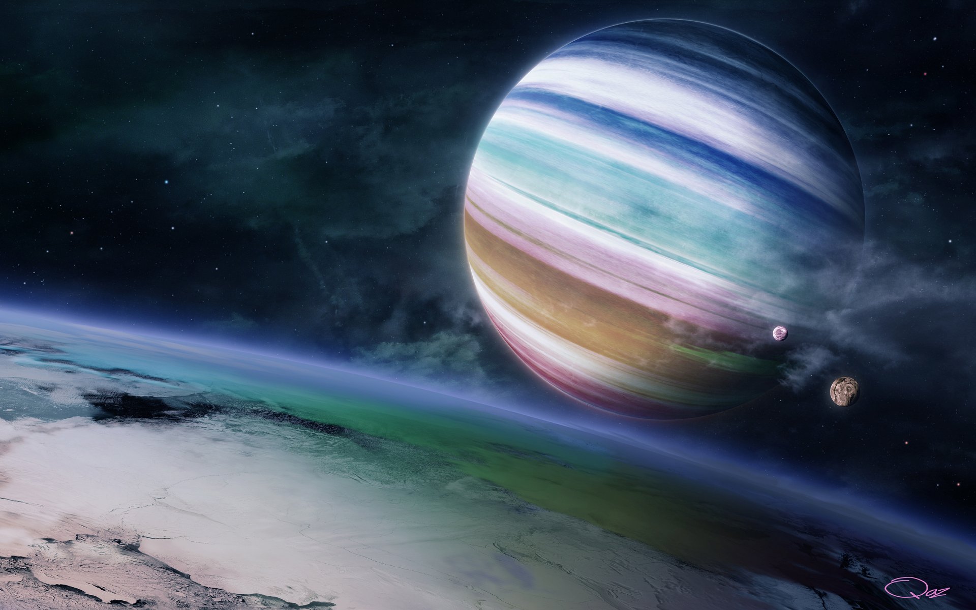 sensación del arco iris gigante de gas planeta