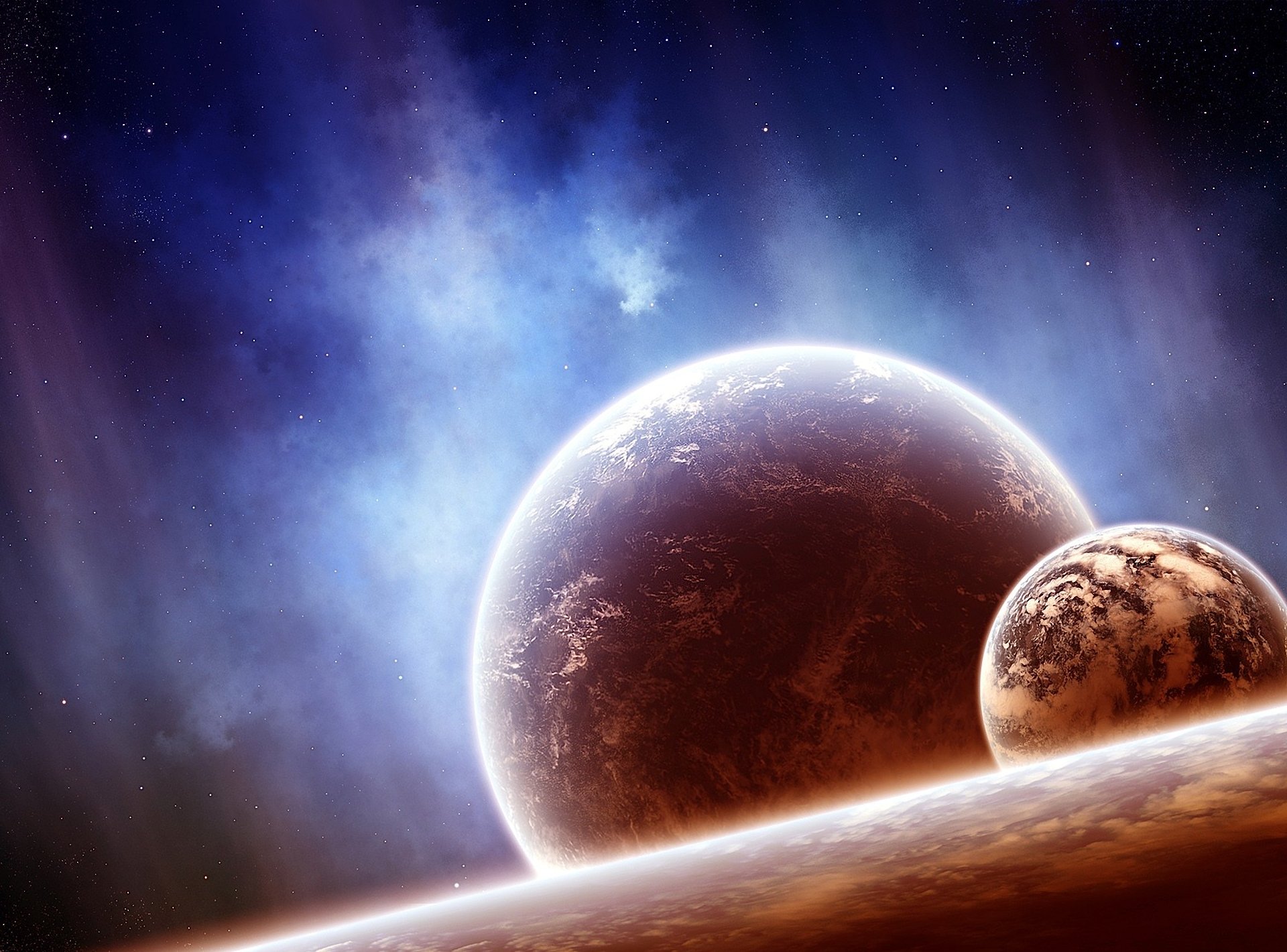 raum planeten satellit nebel sterne