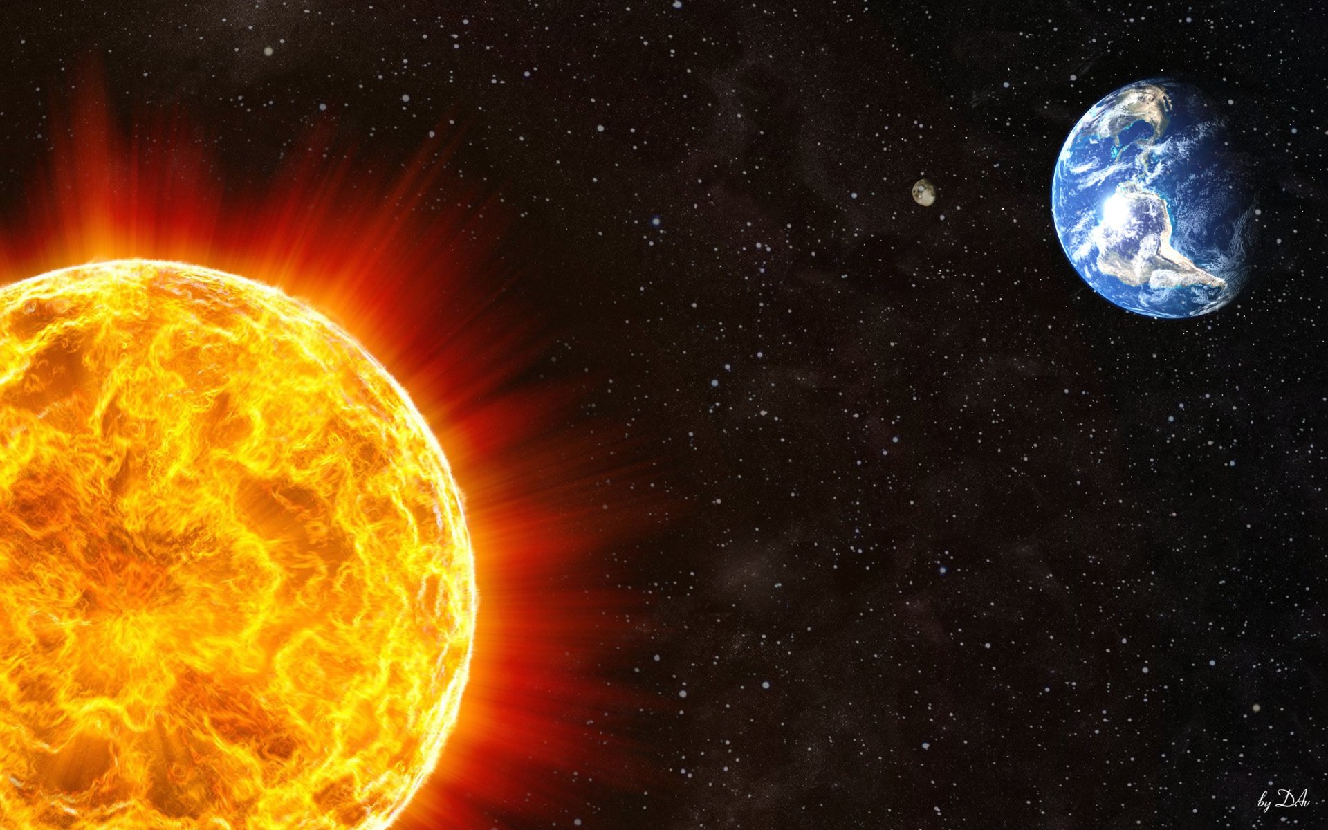espace terre soleil étoiles