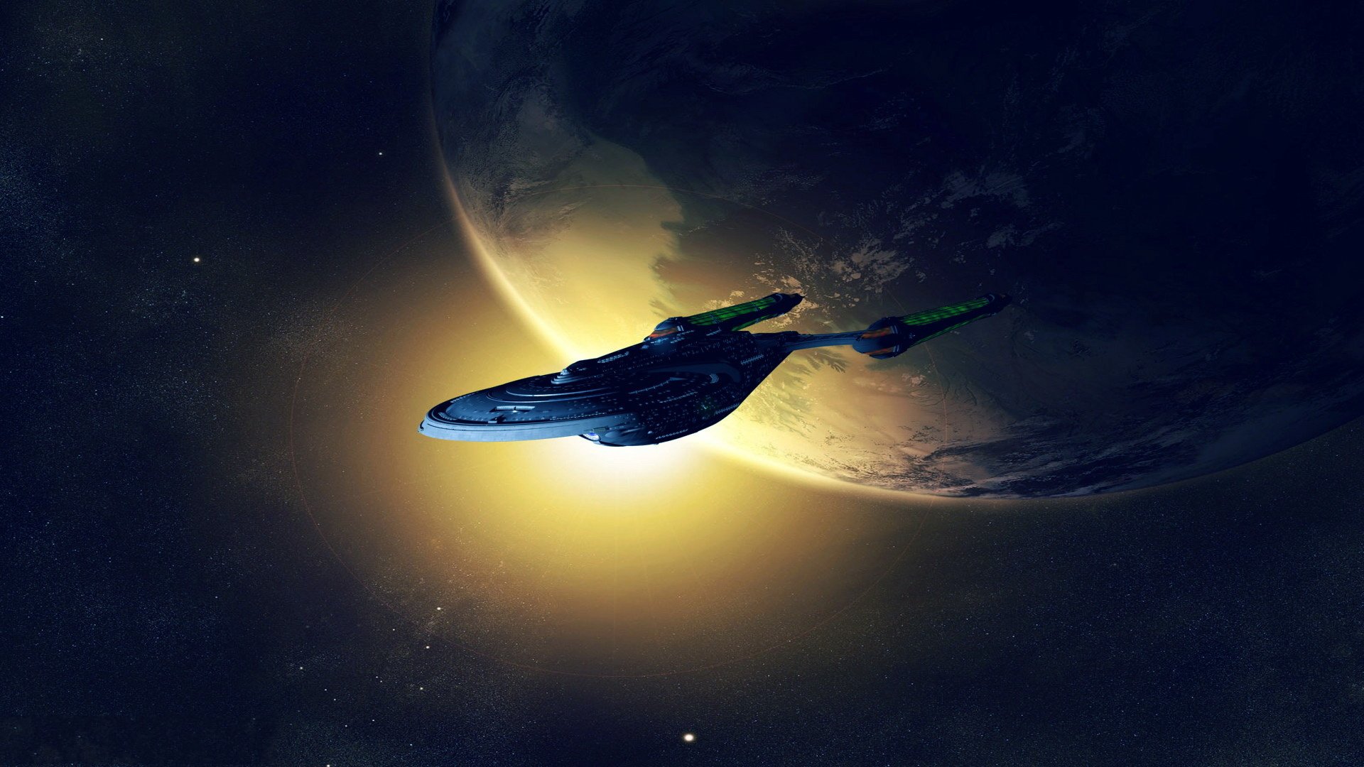 tar trek astronave pianeta luce