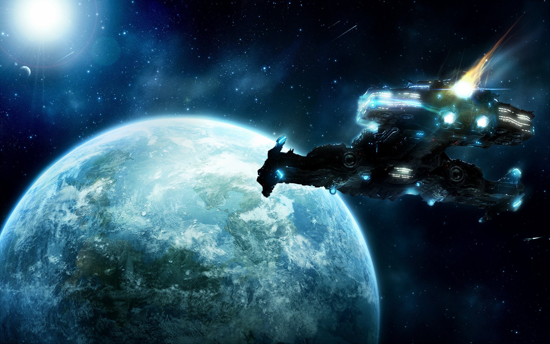 markpaulk arte nave espacial sc2 planeta tierra espacio cometas