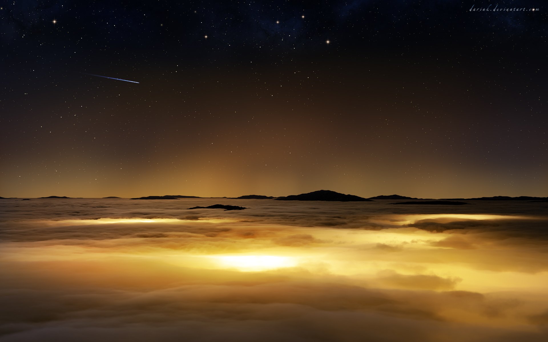 pianeta superficie nuvole cielo stelle cometa