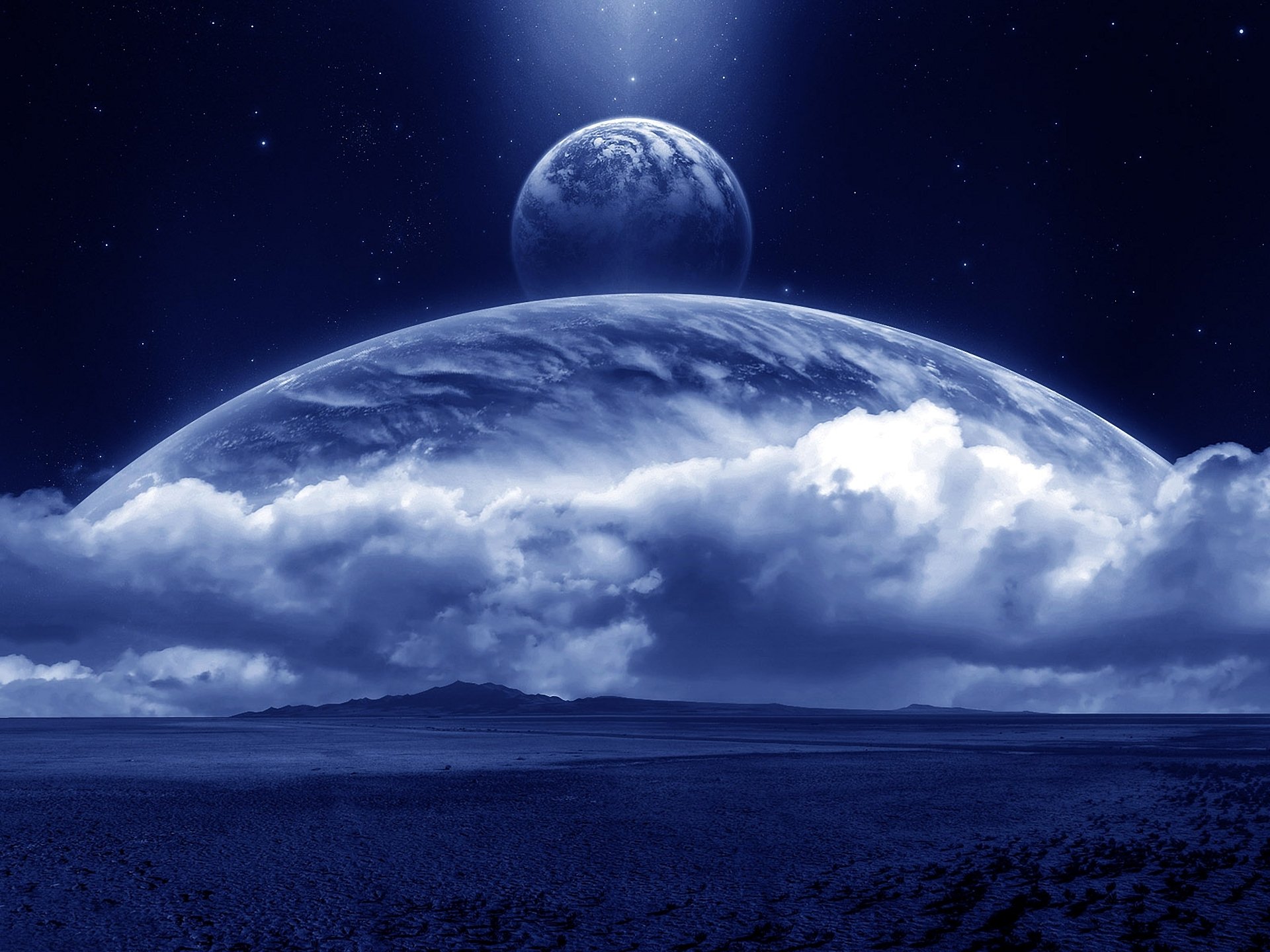 planetas satélite espacio nubes estrellas superficie