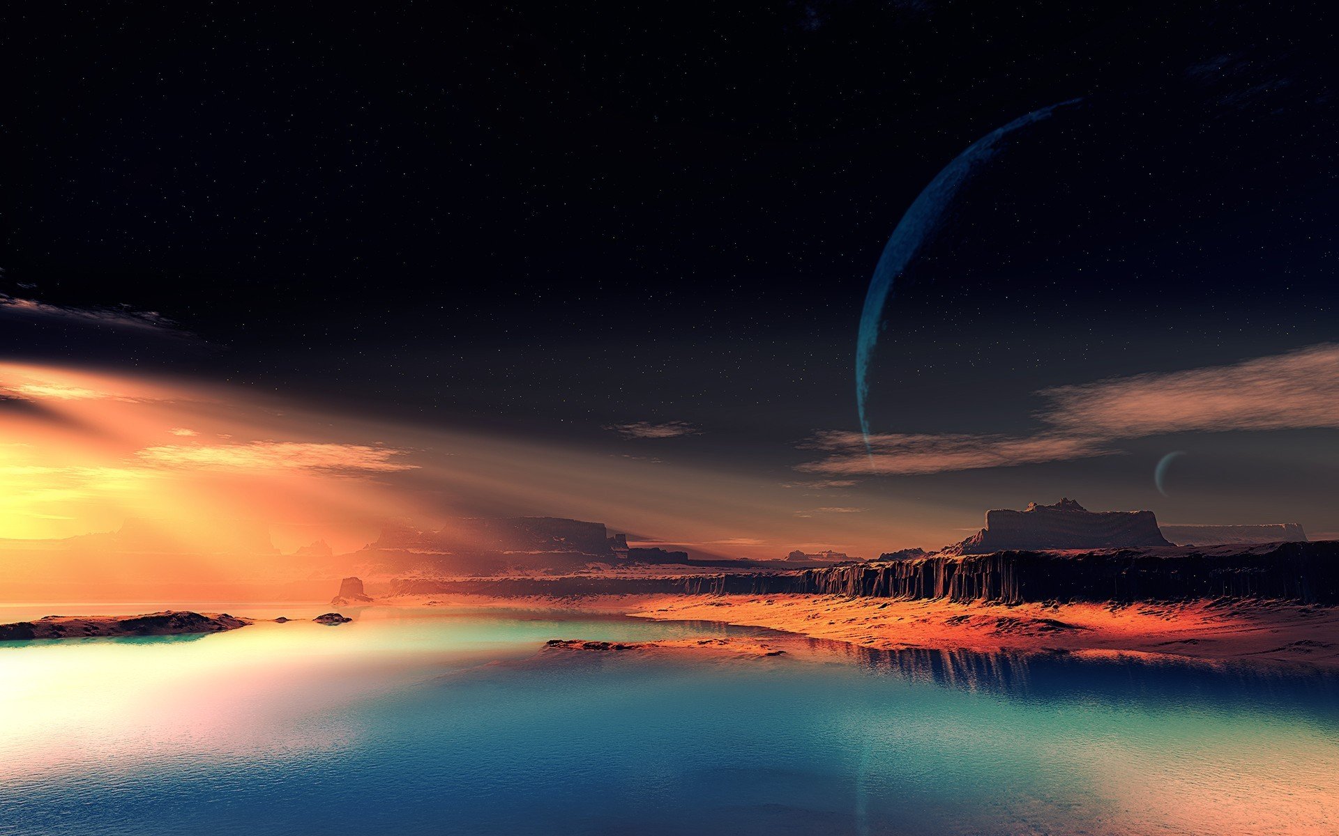 planeta alienígena paisaje fantástico rocas cielo