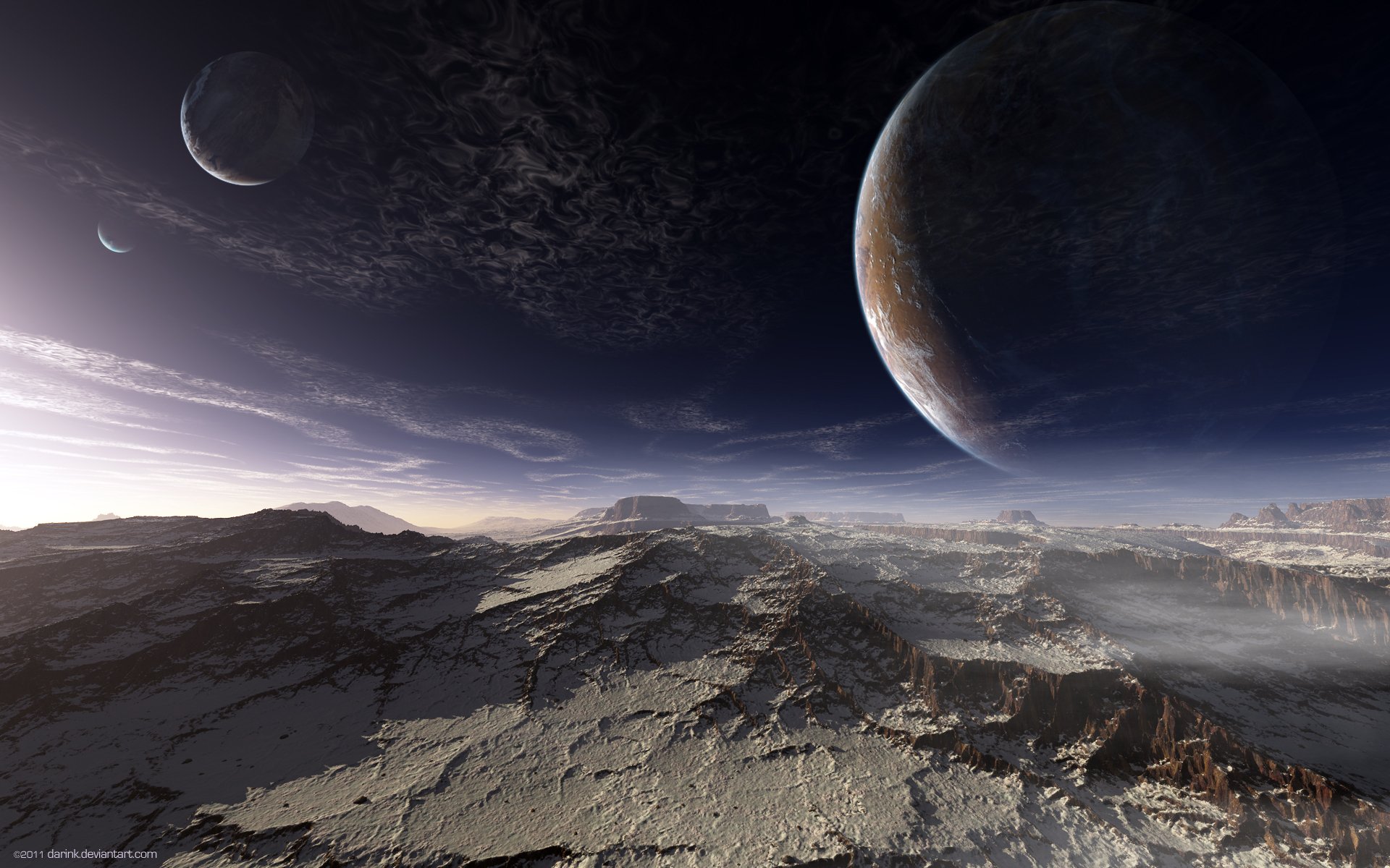 terraspace planeta alienígena superficie montañas cielo planetas