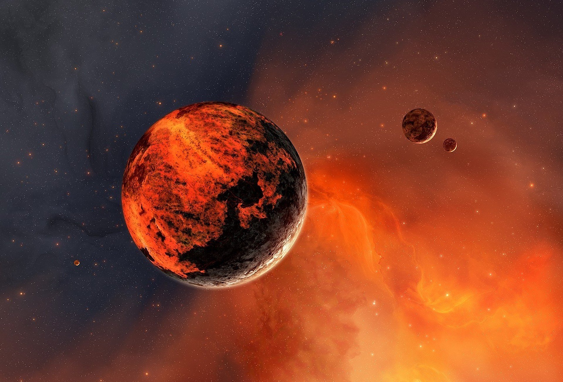 kunst joejesus raum planet satelliten sterne nebel