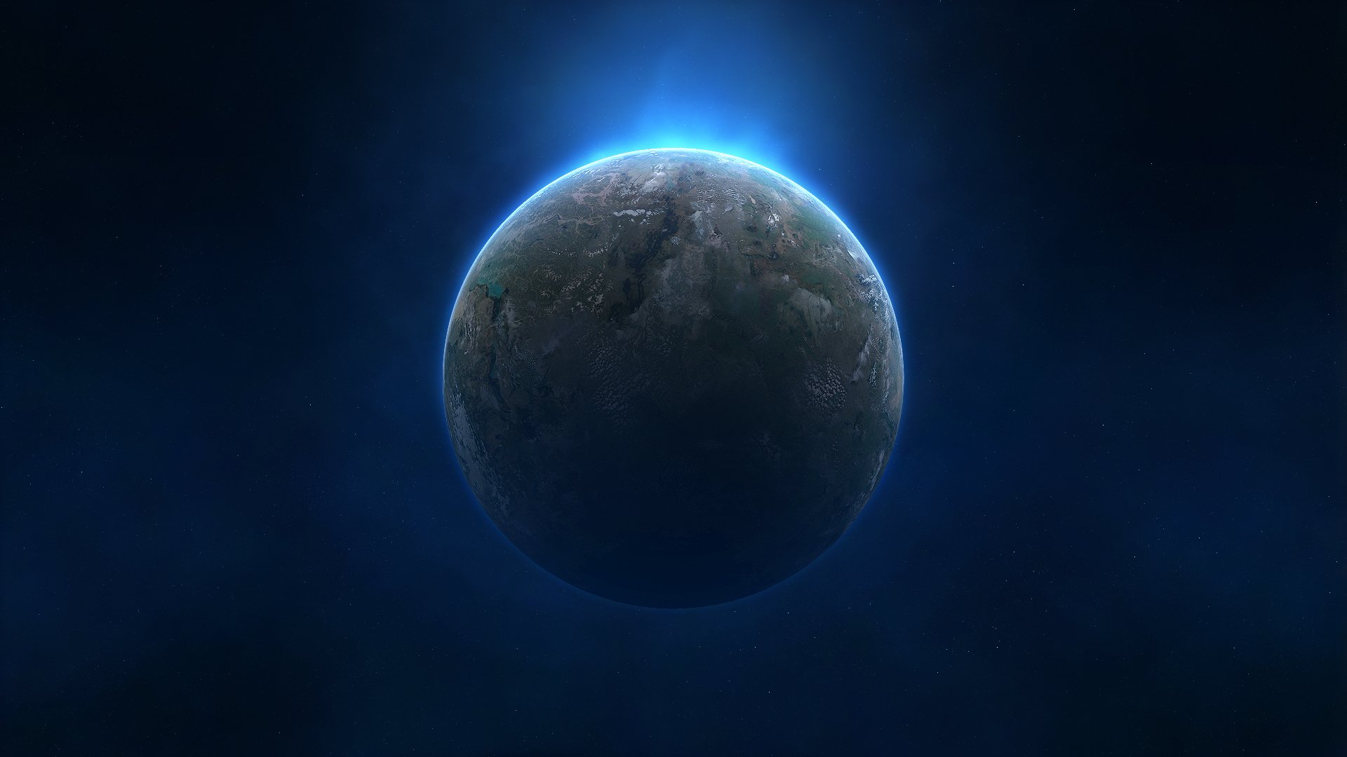 pianeta stelle blu nebbia