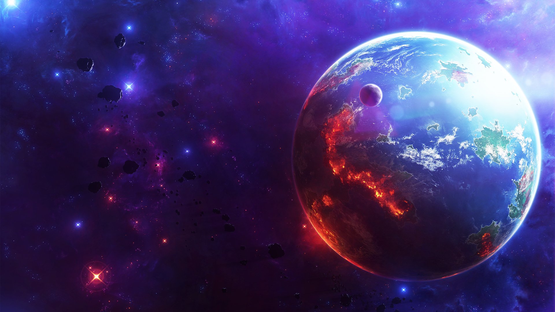 raum sterne planet