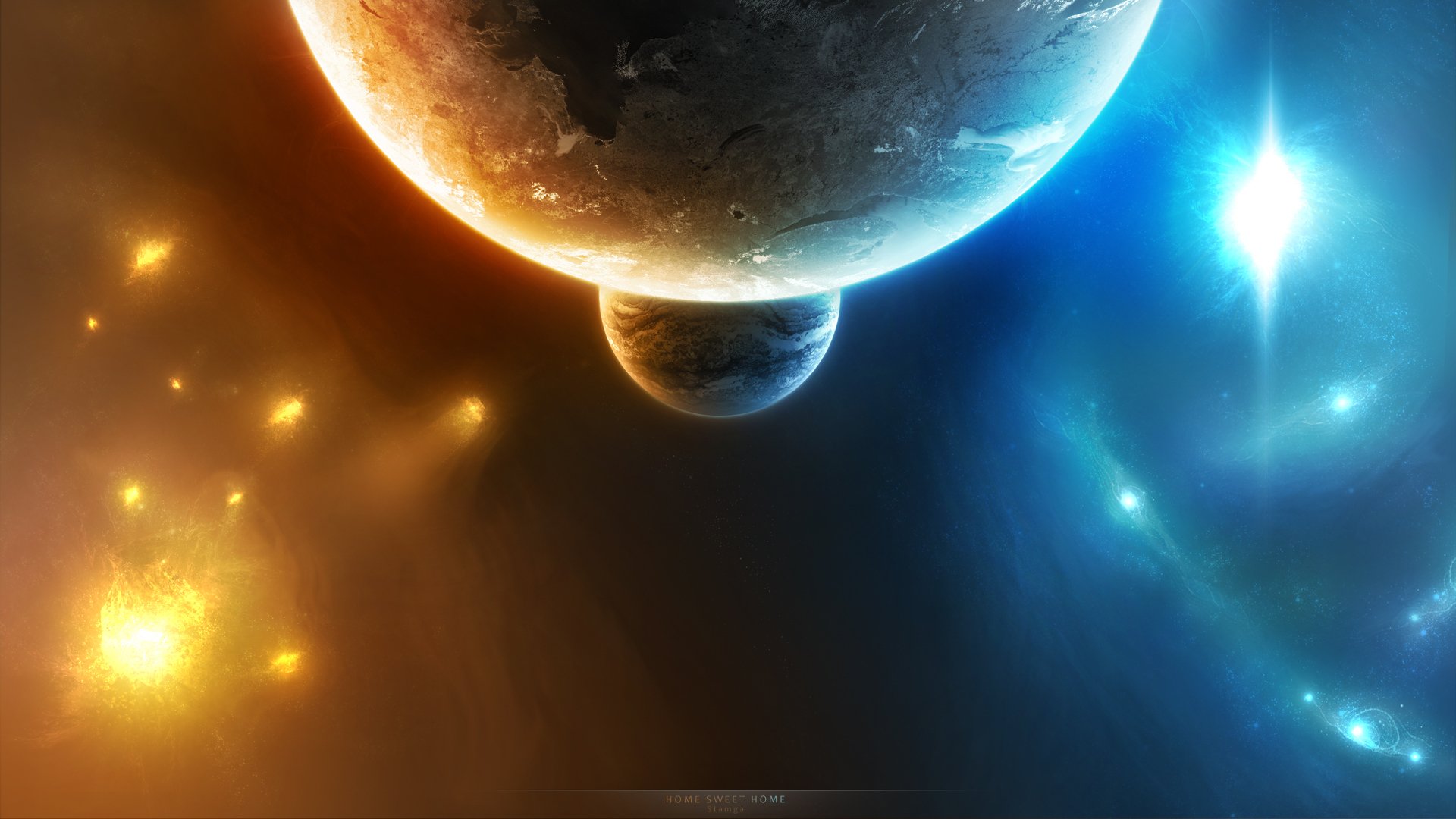 universo planeta infinito satélite estrellas resplandor