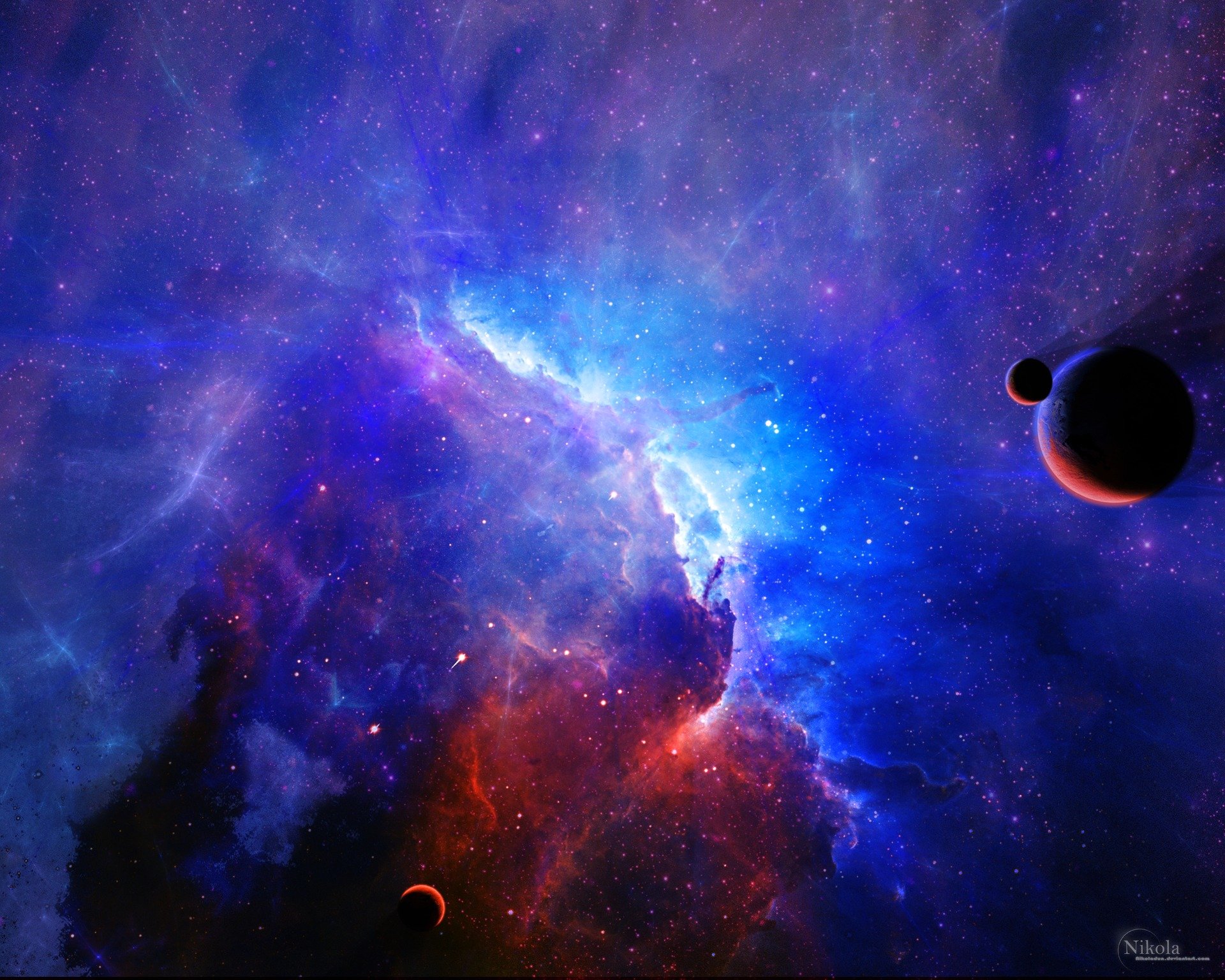 nebula planet satellites star