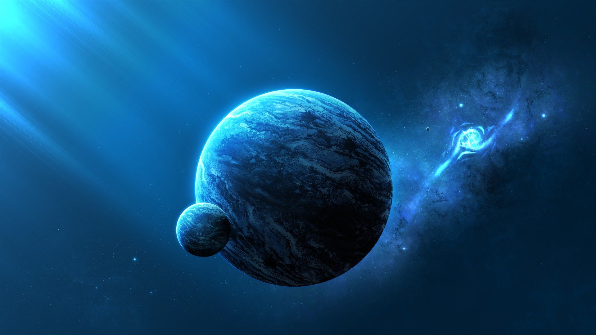 raum planet satellit nebel