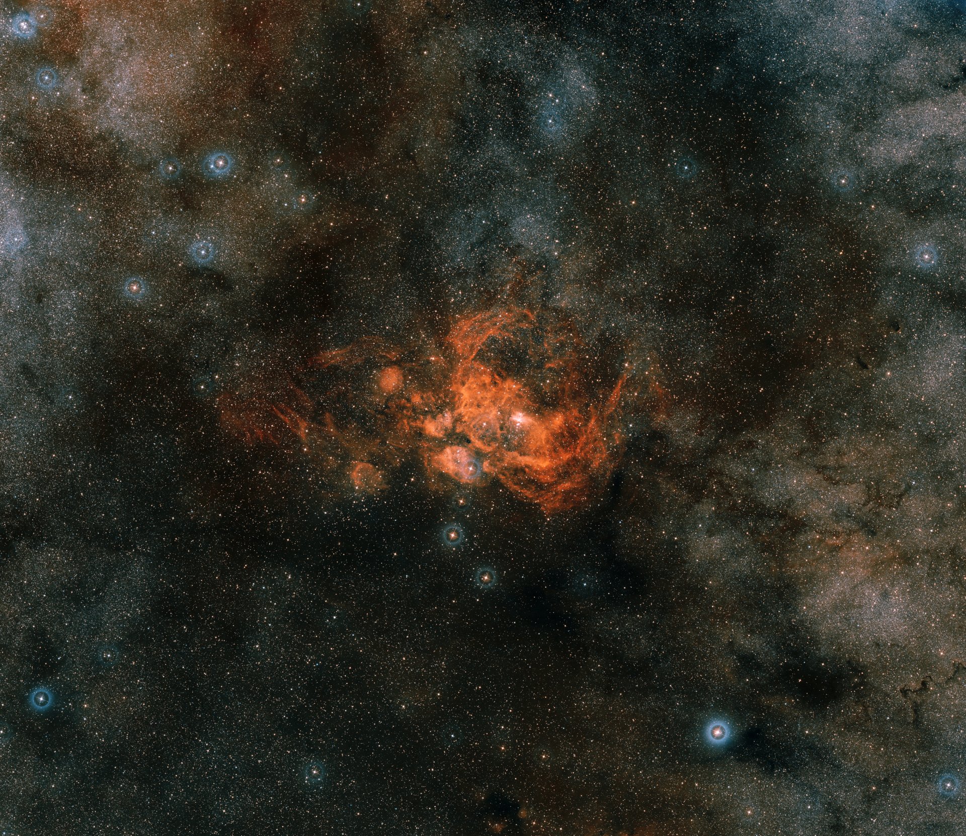 ngc 6357 pismis 24 mgławica emisyjna konstelacja skorpion