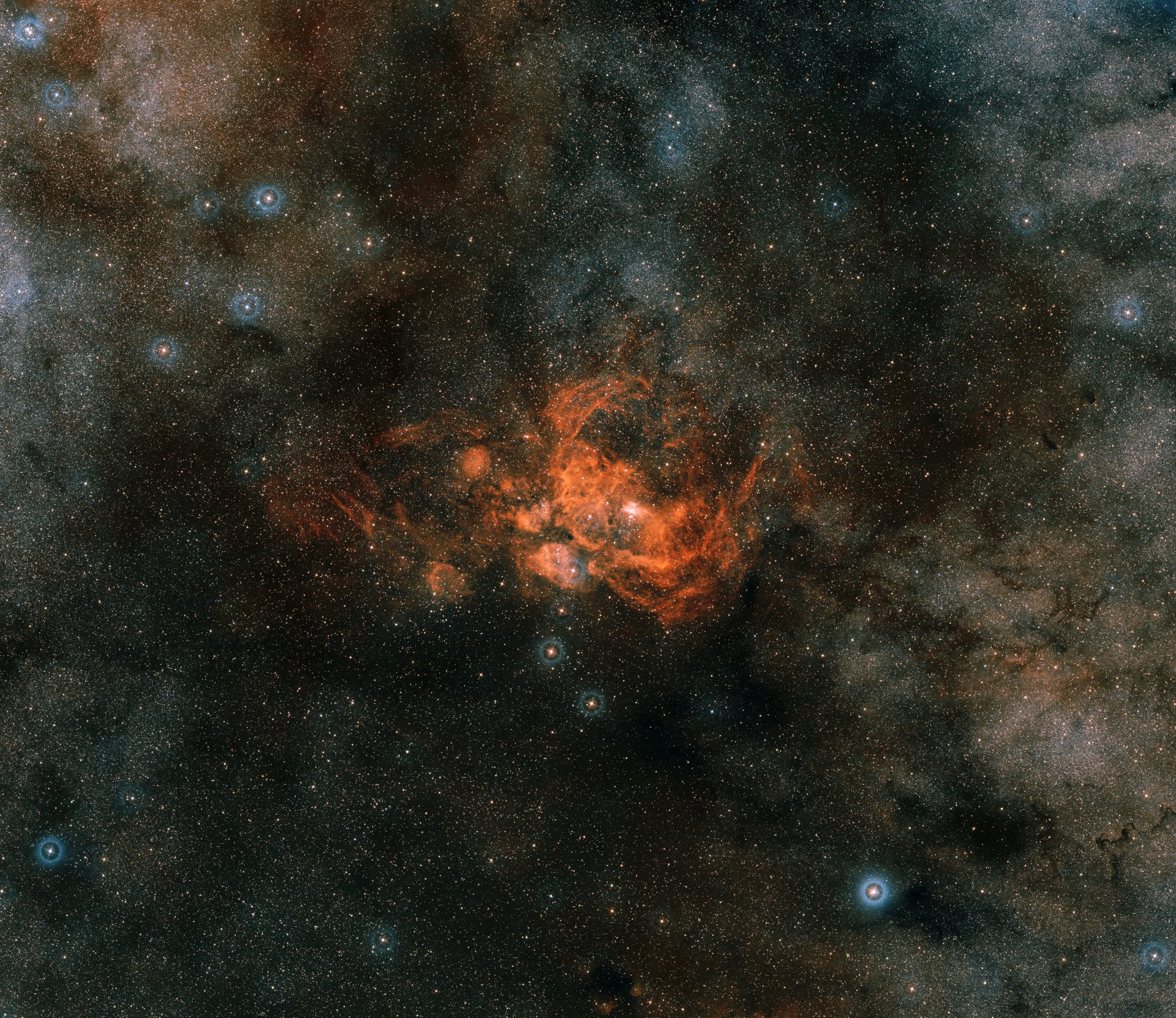 ngc 6357 pismis 24 emissionsnebel konstellation skorpion