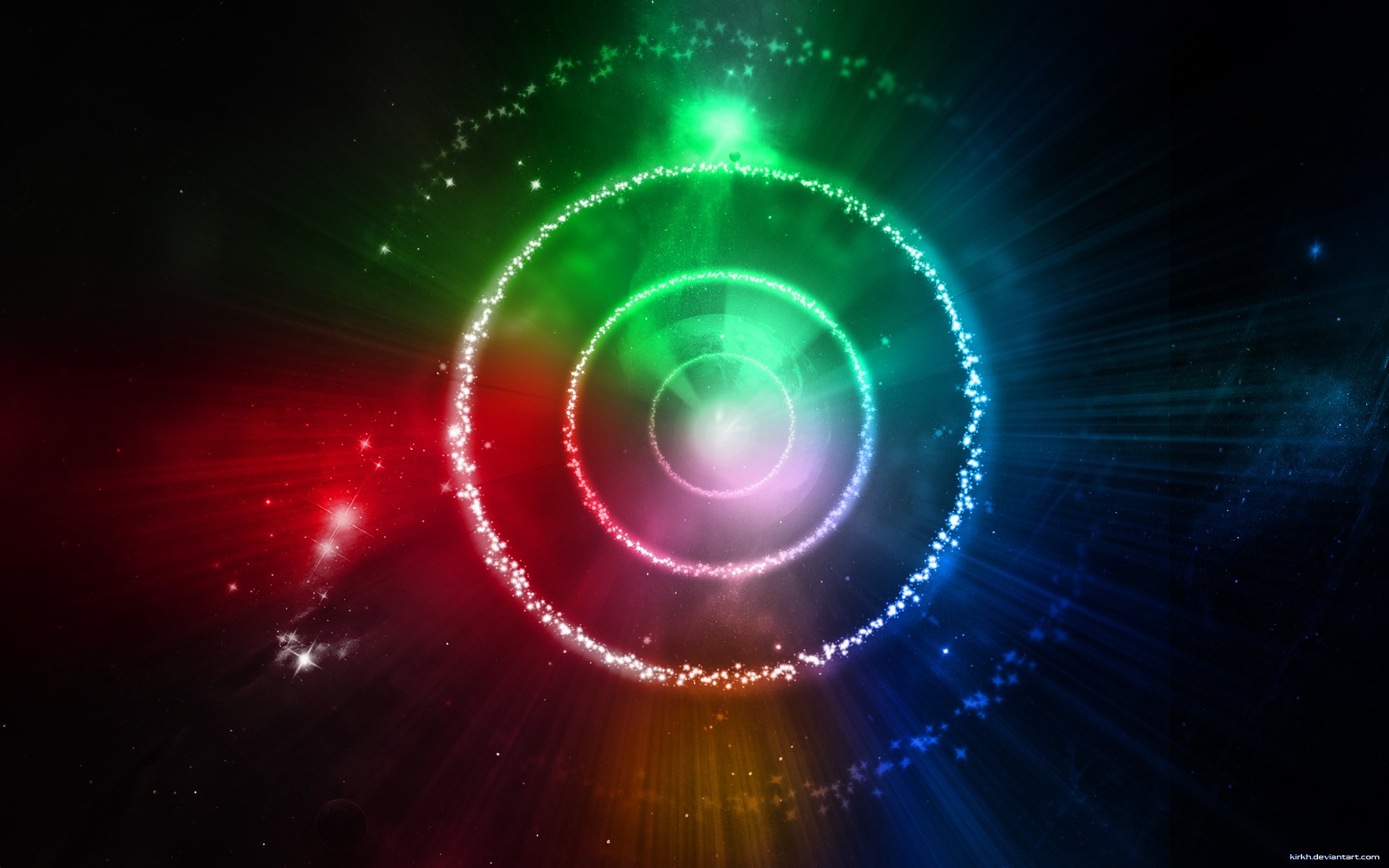 cercles rouge vert bleu univers