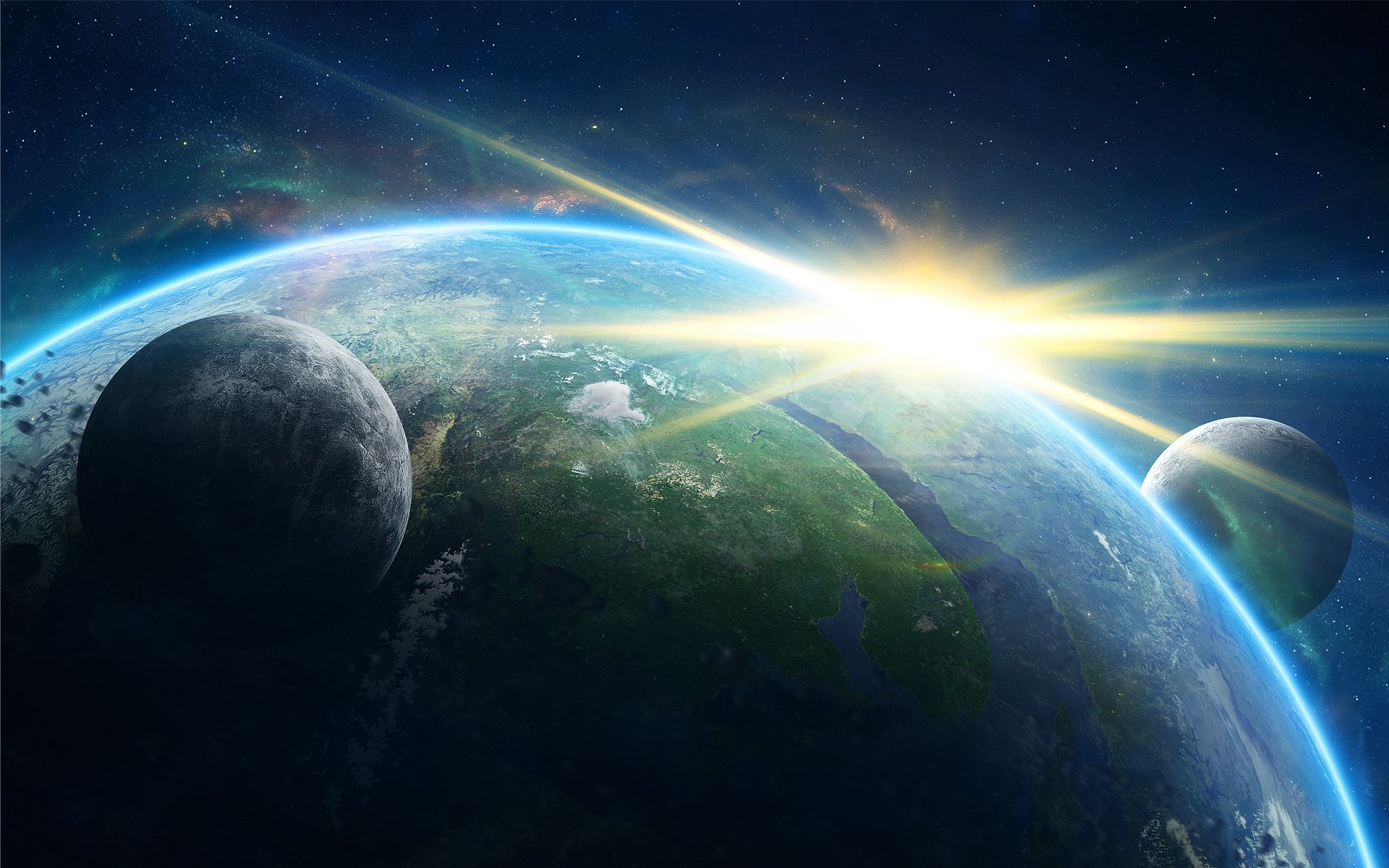 espace planète satellites terre soleil étoile