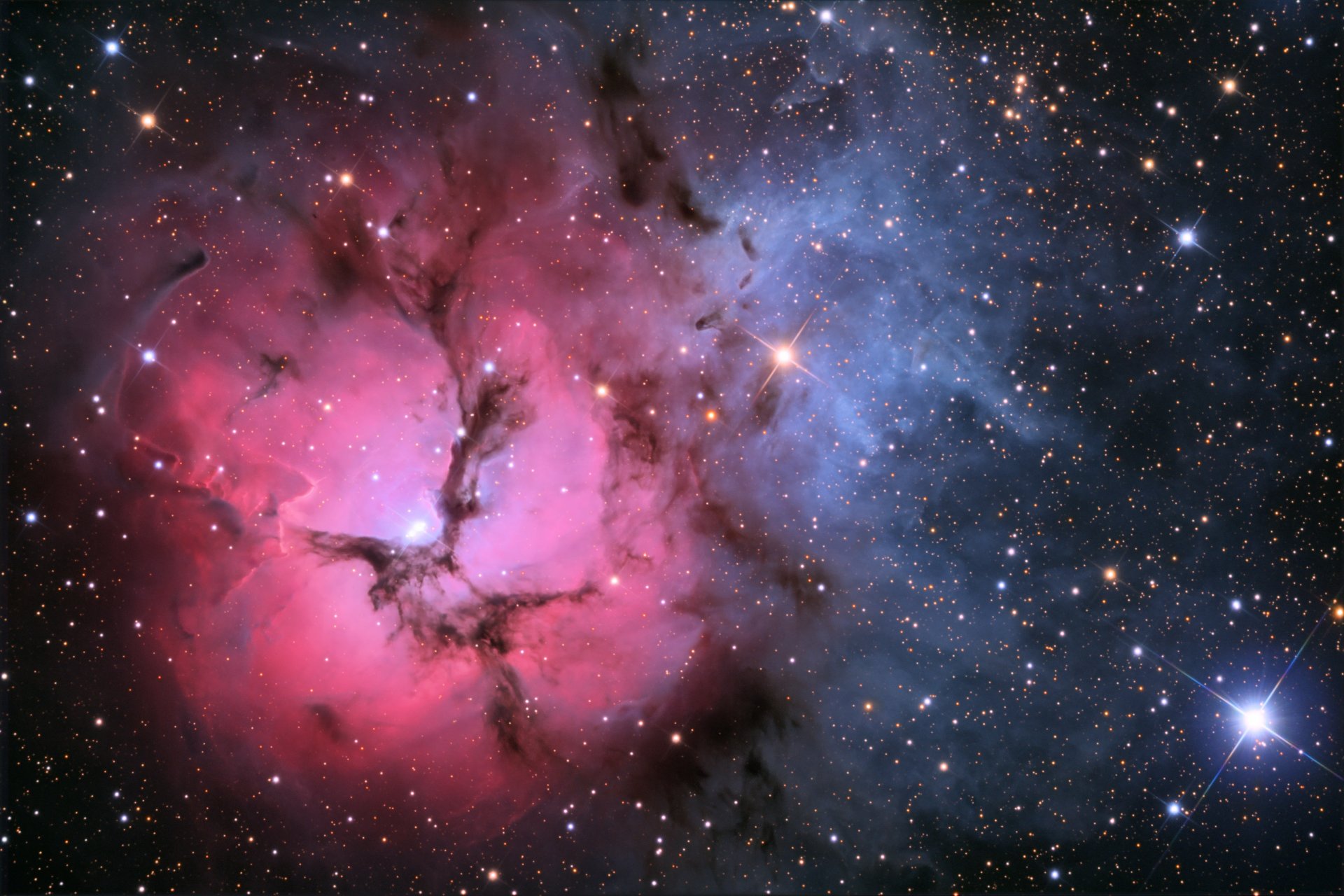 nebulosa tripla nebulosa spazio m20 ngc 6514 triplice