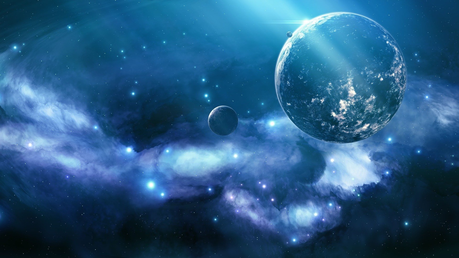 galaxie sterne planeten erde mond
