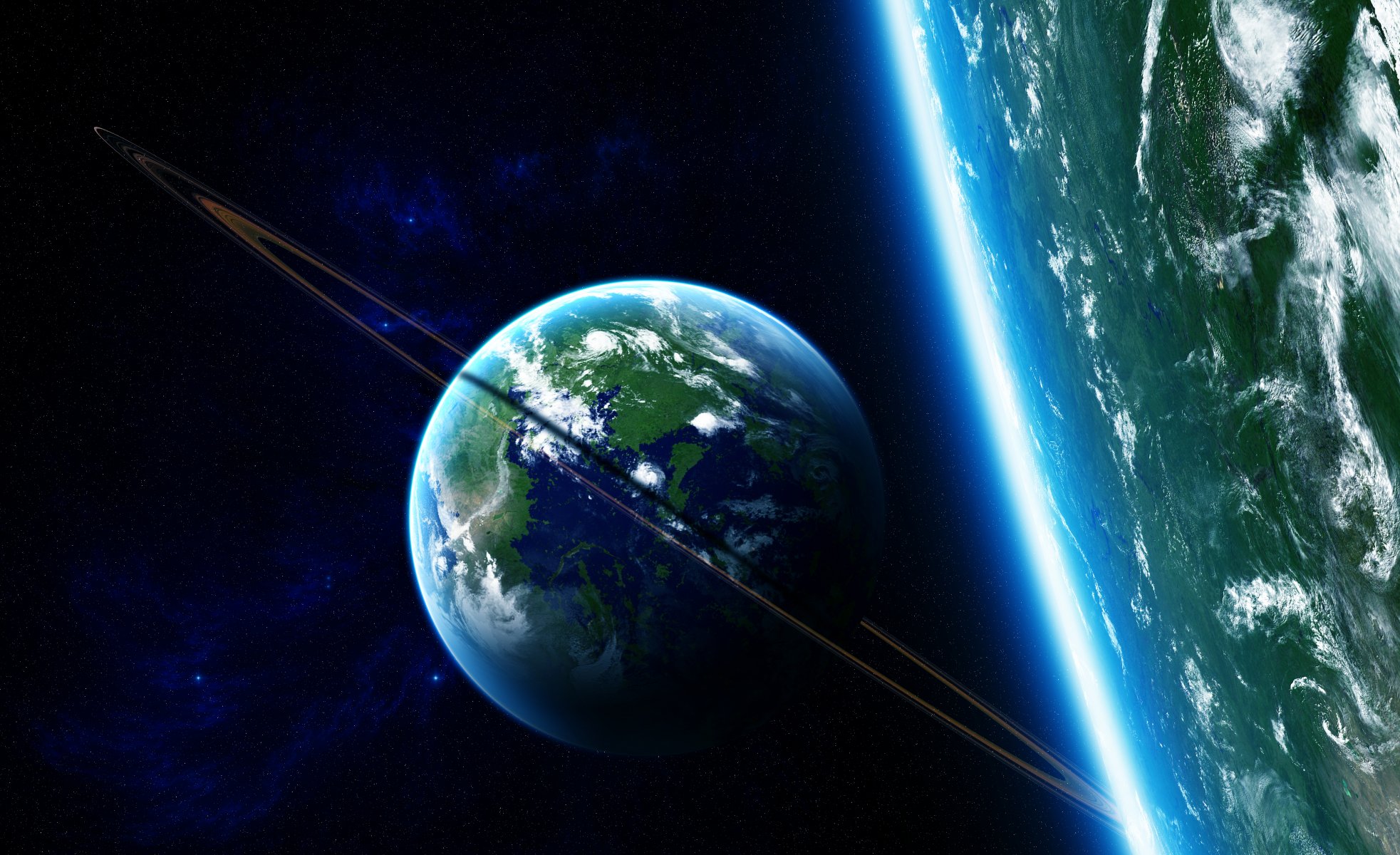 planet satellitenantenne atmosphäre ringe sterne