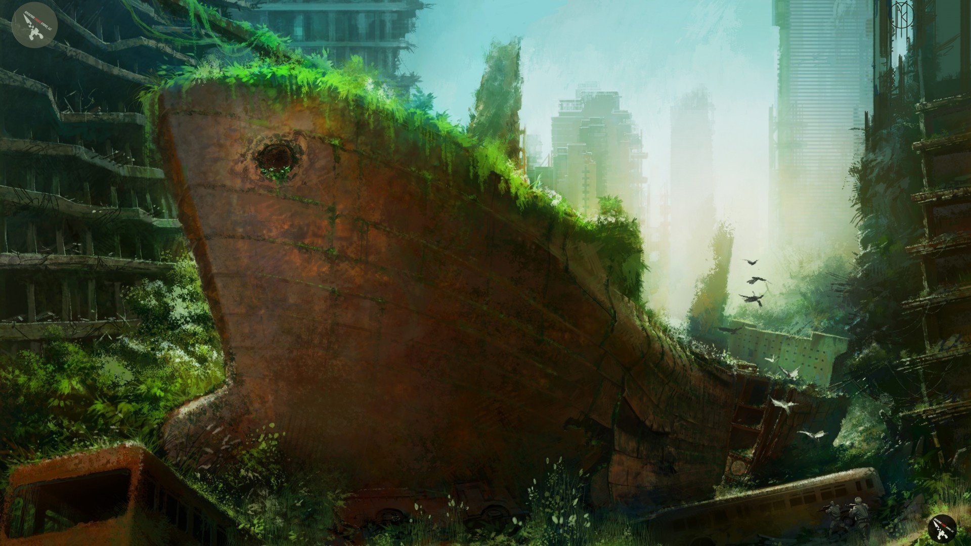 statek postapocalypse natura