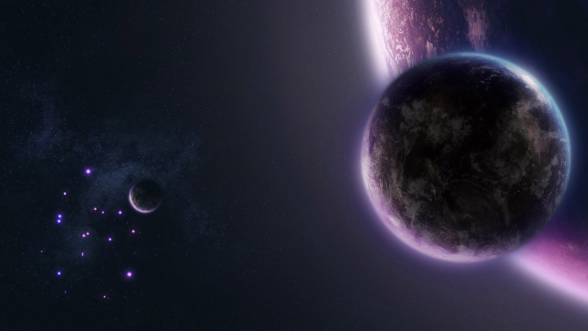 kosmos przestrzeń planety gwiazdy ściany 1920x1080
