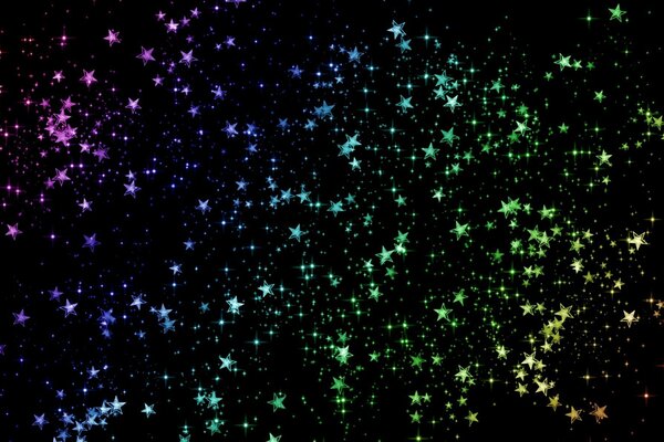 Multicolored stars on a black background