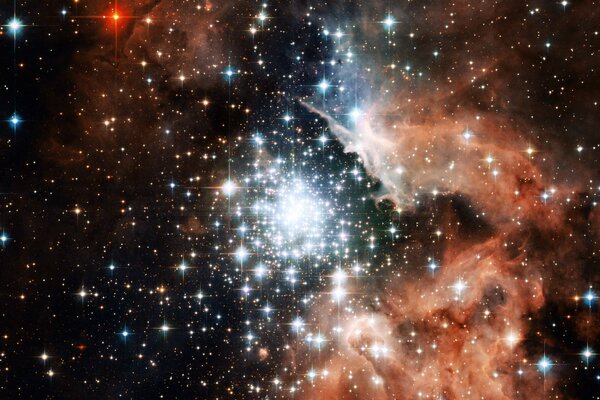 A cluster of stars in a nebulous galaxy