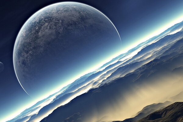 The Earth and the Moon in outer space