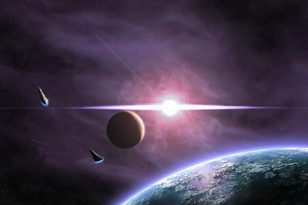 Un misterioso lampo sullo sfondo dello spazio esterno