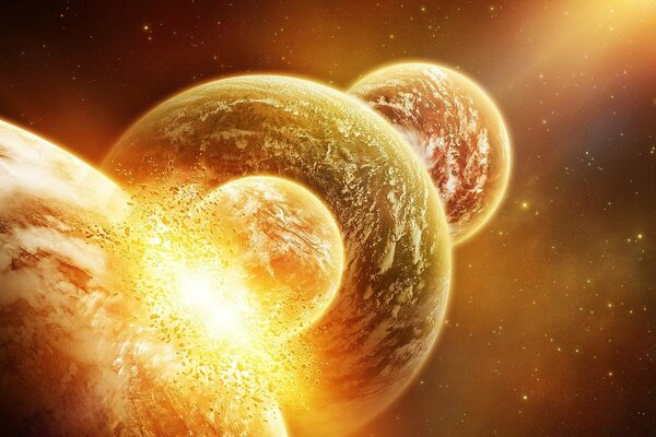 Choque de planetas durante el desfile de planetas