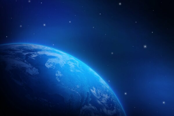 El borde del planeta azul en el espacio estelar