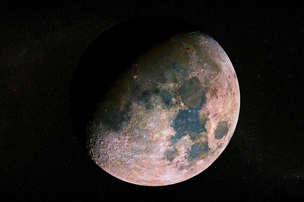 Lune dans l espace sur fond d étoiles