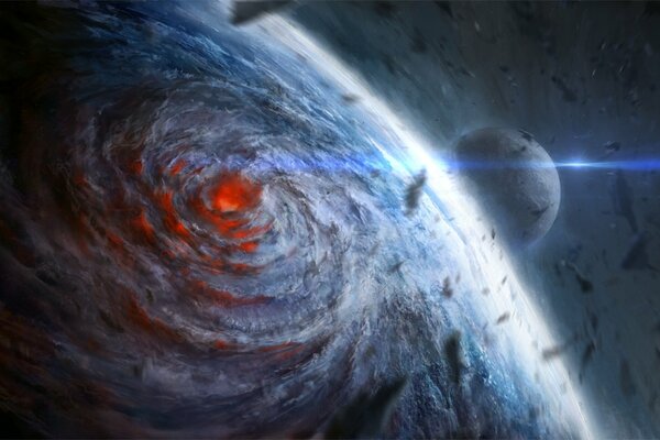 Space hurricane in the center of the funnel stones