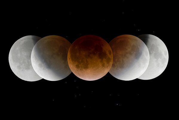 Molte ombre dalla luna durante l eclissi