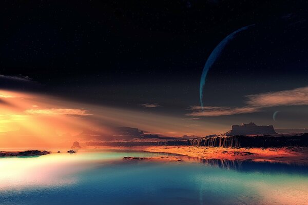 Fantastische Landschaft eines fremden Planeten