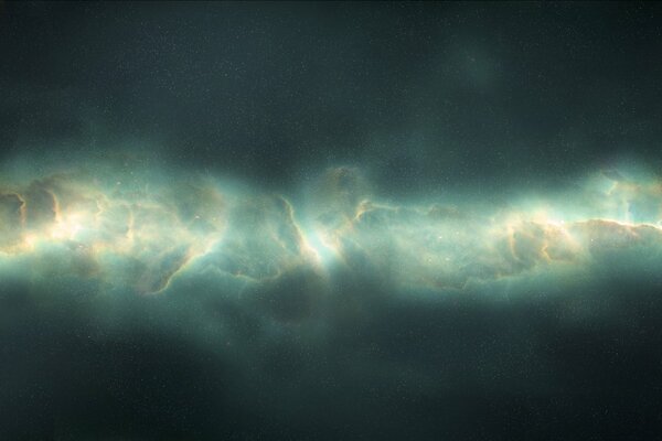 Glowing gas nebula against the background of infinite space