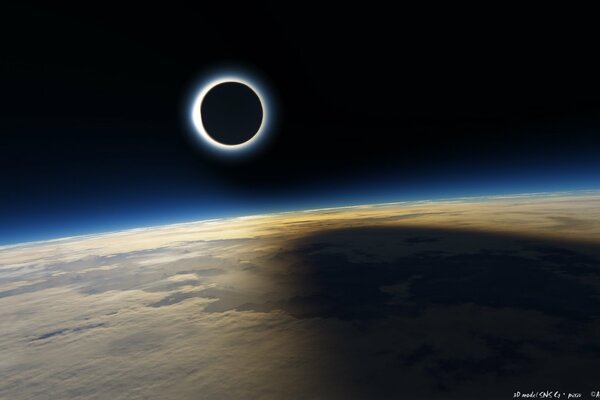 Eclissi solare spazio stelle Terra