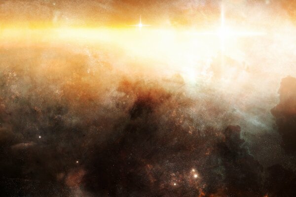 Kosmische Tapete mit Nebel und Sternhaufen